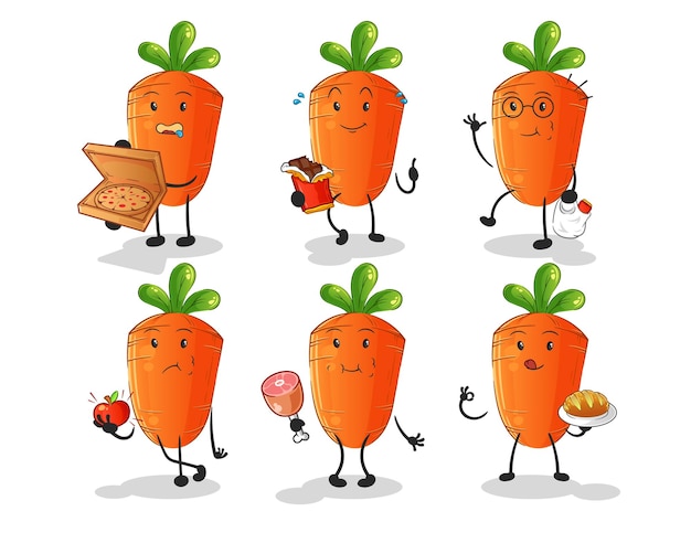 Vector carrot food set character cartoon mascot vector