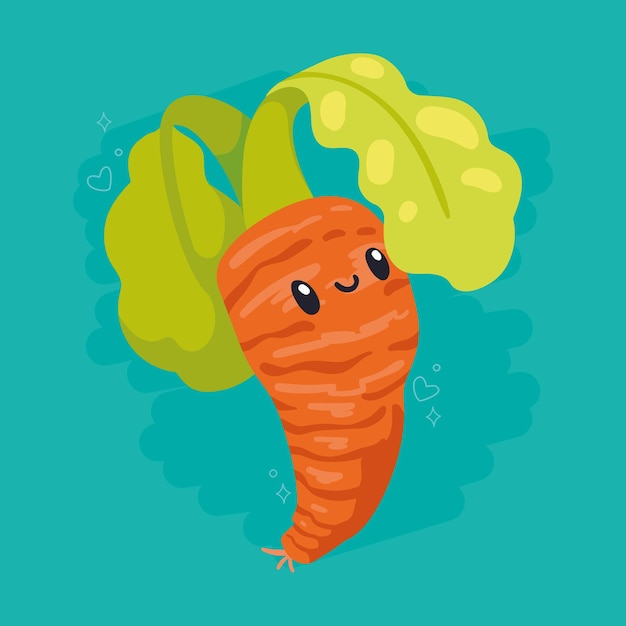 Морковный свежий овощной персонаж