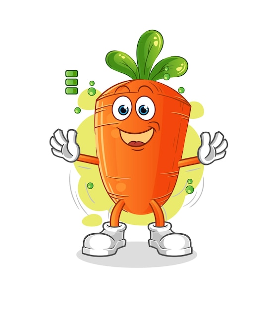 Carrot full battery character. cartoon mascot vector