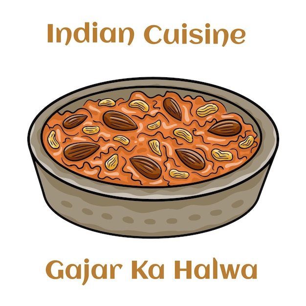 Vettore carota halwagajar ka halwa indiano famoso dolce fatto di carote