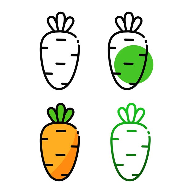 Carrot icon design in four variation color