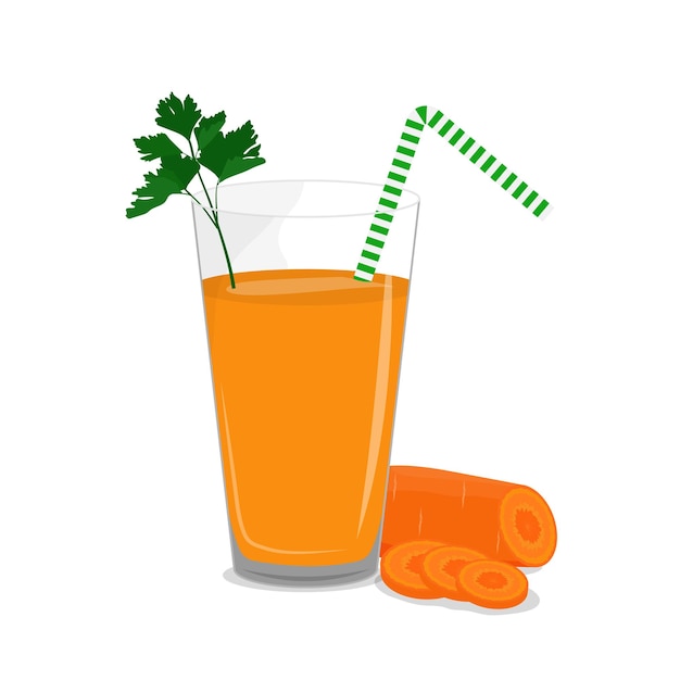 Вектор Морковный сок в стакане с соломенной иллюстрацией