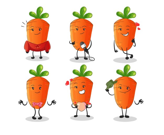 Carrot korean culture group character mascot vector