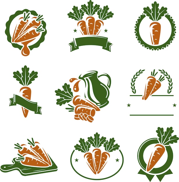 Carrot labels and elements set Vector