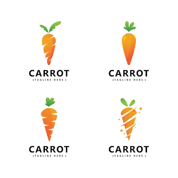 Modello di disegno di vettore dell'icona del logo della carota