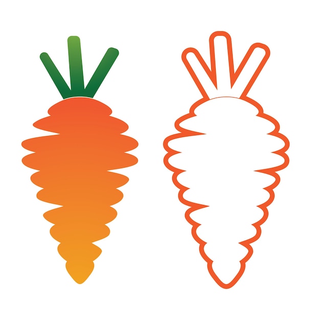 Modello di progettazione dell'illustrazione dell'icona di vettore del logo della carota