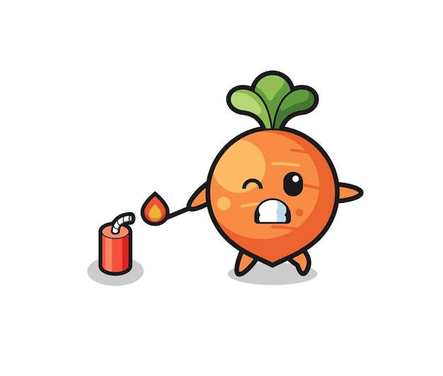 иллюстрация талисмана моркови, играющая в фейерверк