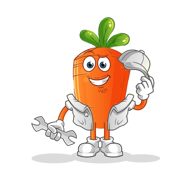 Carrot mechanic cartoon cartoon mascot vector