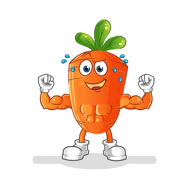 Carrot muscular cartoon. cartoon mascot vector