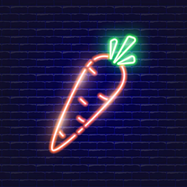 Icona al neon carota icona di illustrazione vettoriale incandescente per il web mobile e la progettazione di menu concetto di cibo