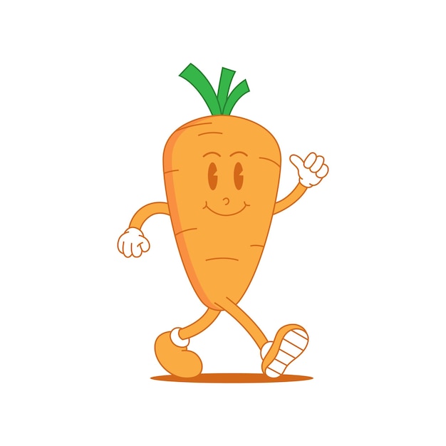 Vettore carrot retro mascot funny personaggio dei cartoni animati di carrot