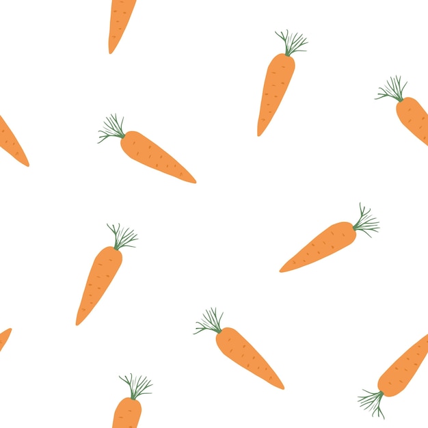 Carrot seamless pattern Vegetarian bio food Vector illustration