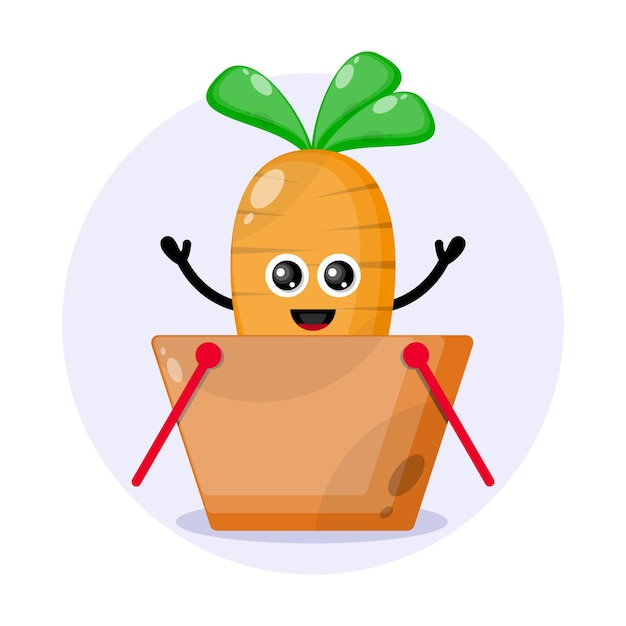 Carrot shopping cart cute character logo