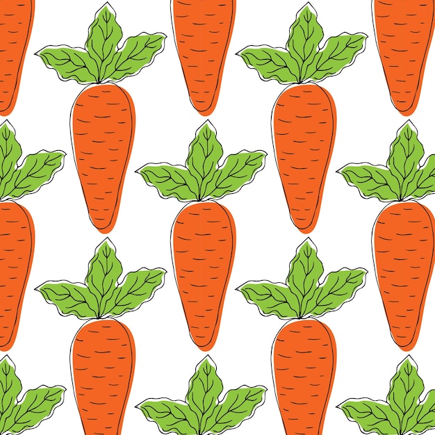 Carrot sketch design seamless pattern.