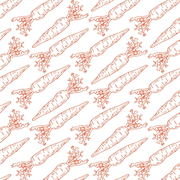 Vector carrot sketch design seamless pattern.