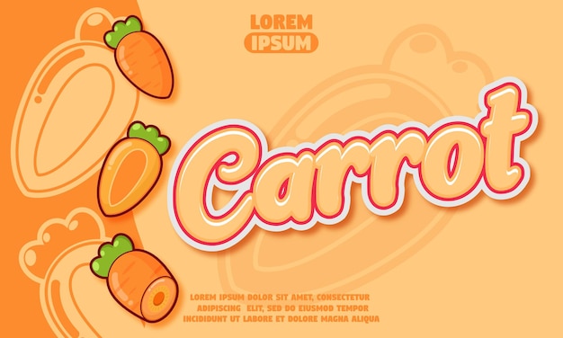 Текстовый эффект моркови на фоне значка моркови