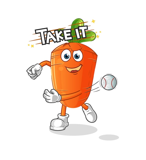 Carrot throwing baseball vector cartoon character