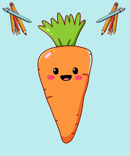 Vector carrot vegetable cartoon vector icon illustration premium vector