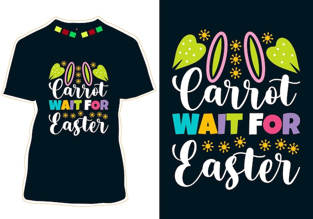 Vector carrot wait for easter day t-shirt ontwerp