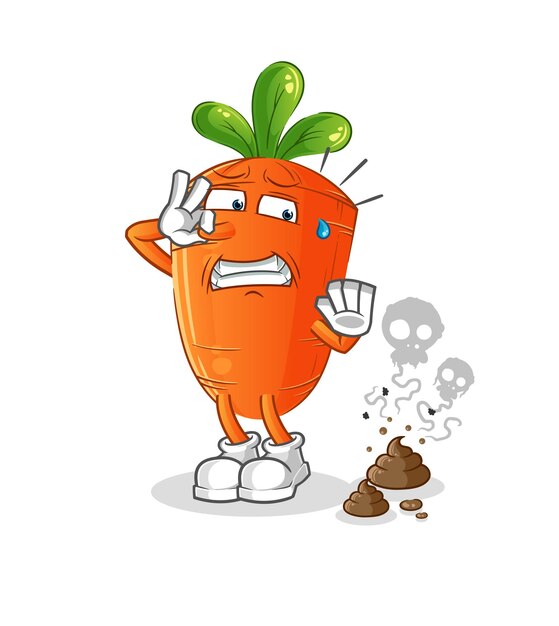 Carrot with stinky waste illustration. character vector