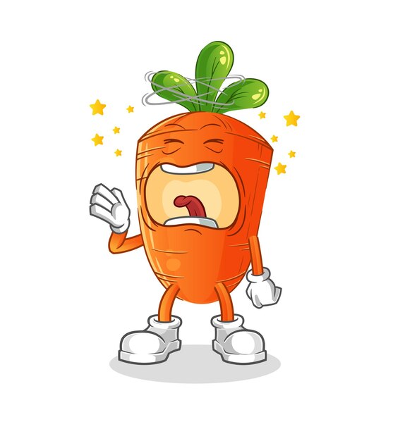 Carrot yawn character. cartoon mascot vector
