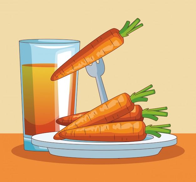 Vector carrots and juice