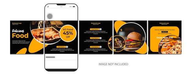 Carrousel post sjabloon restaurant instagram microblog carrousel post Social media carrousel post