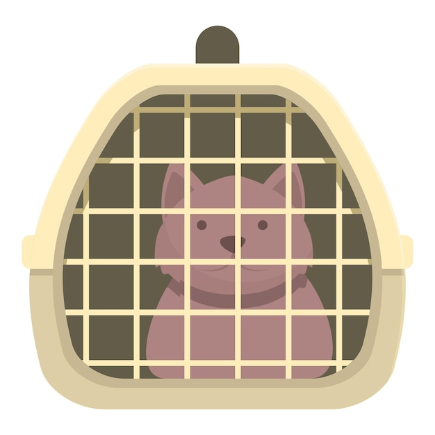 Icona della gabbia per il trasporto vettore cartoon custodia per gatti cassa aperta