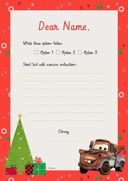 Cars Christmas Worksheet