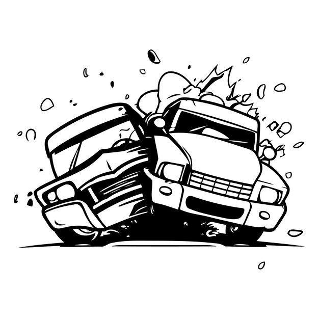 Cars crash Vector illustration of a car accident on the road