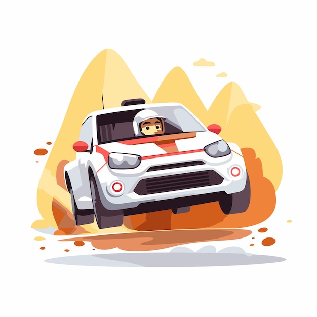 Vector cars in the desert vector illustration in a flat style