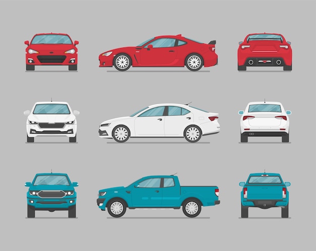 Vector cars from different sides