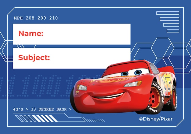 Cars Notebook Name Tag