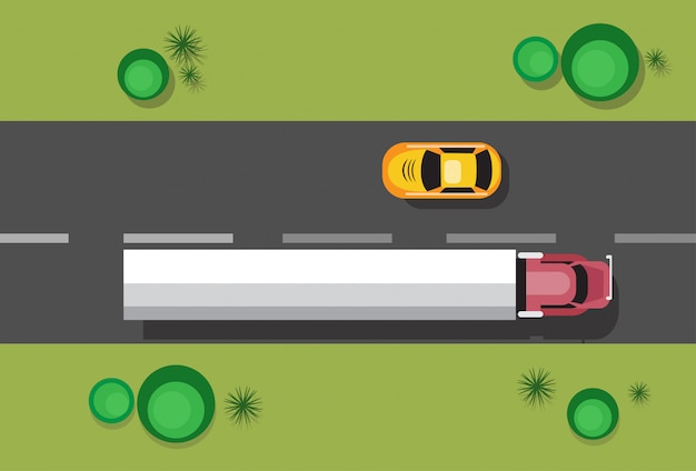 cars on road traffic concept top angle view