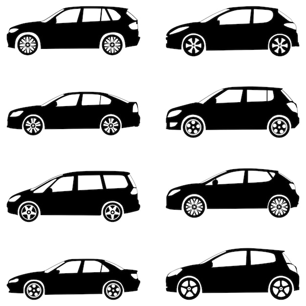 Cars silhouette set