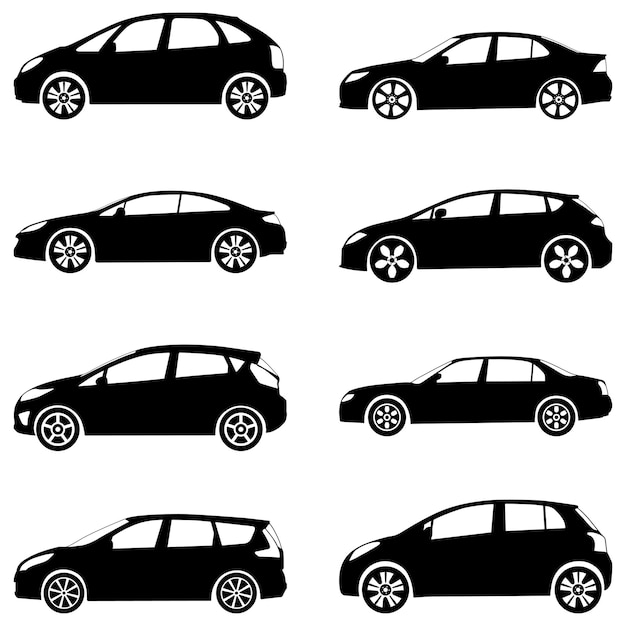 Cars silhouette set