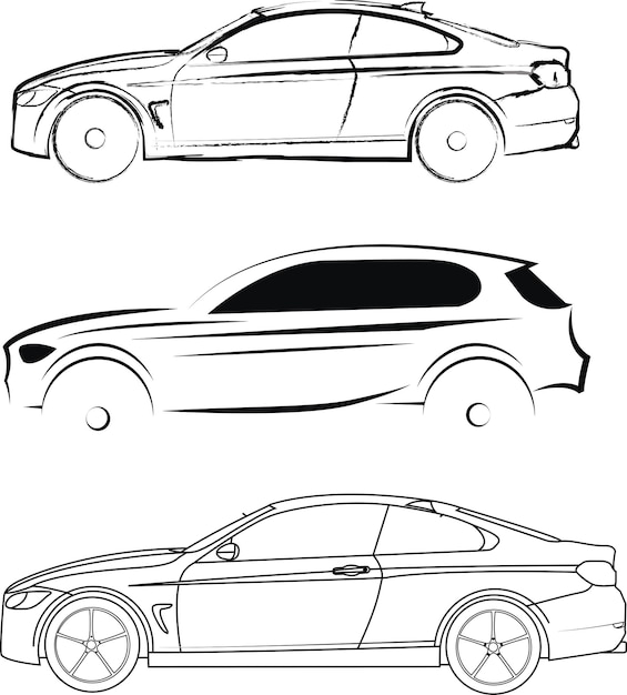 Cars sketch on white background Vector