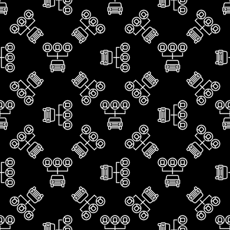 Vector carsharing or car sharing vector concept dark line seamless pattern