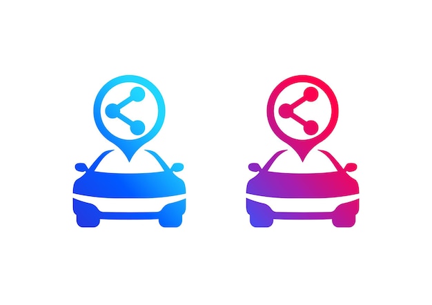 Carsharing service vector logo, car sharing icon