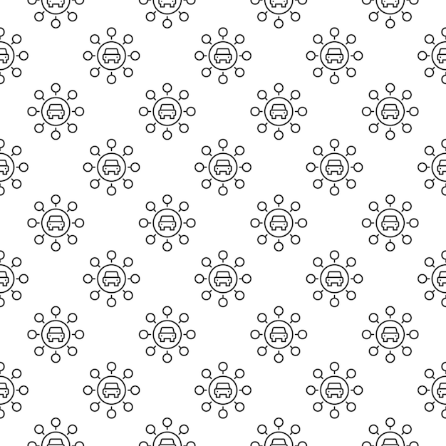 Carsharing vector round concept linear seamless pattern