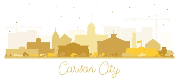 Carson City Nevada City Skyline van silhouet met gouden gebouwen geïsoleerd op wit