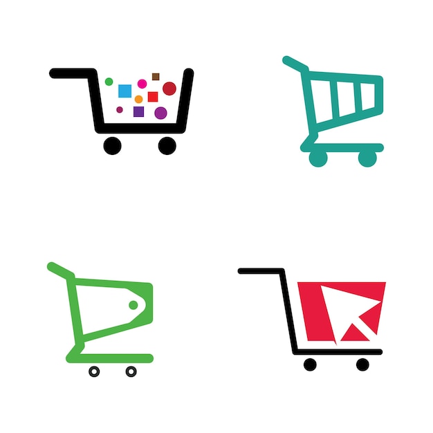 Cart shop logo icon with vector template