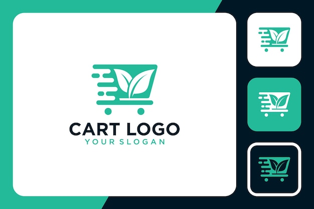 cart with leaf logo design inspiration