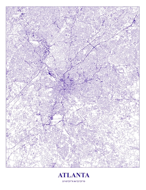 Mappa del cartello della città di atlanta in nord america