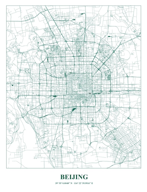 Vector cartel map of beijing capital city in china