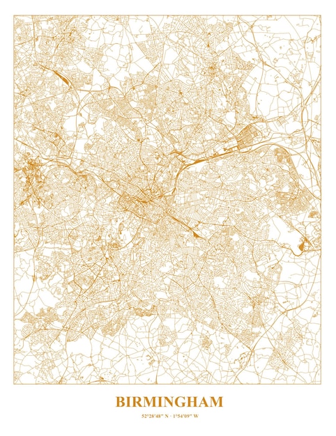 Mappa del cartello della città di birmingham