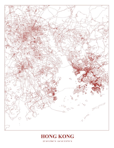 Vettore mappa del cartello di hong kong