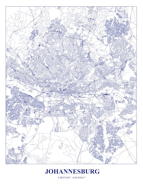 Vector cartel map of johannesburg