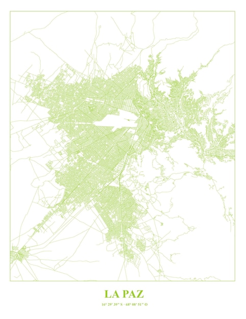 Vettore mappa del cartello di la paz, bolivia