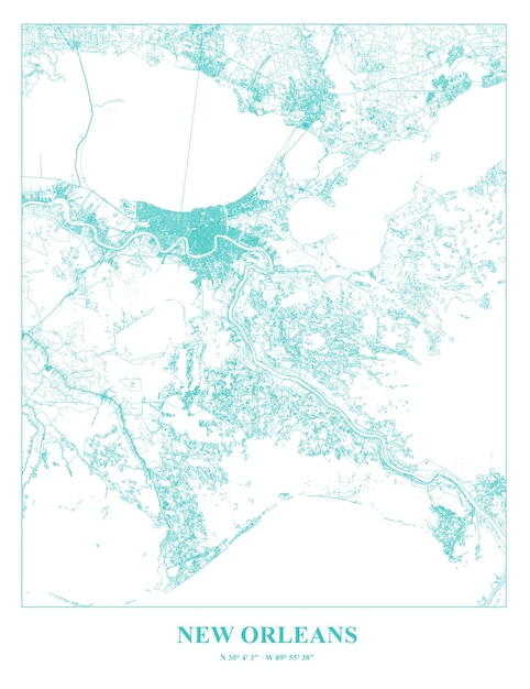 Vector cartel map of new orleans city in usa